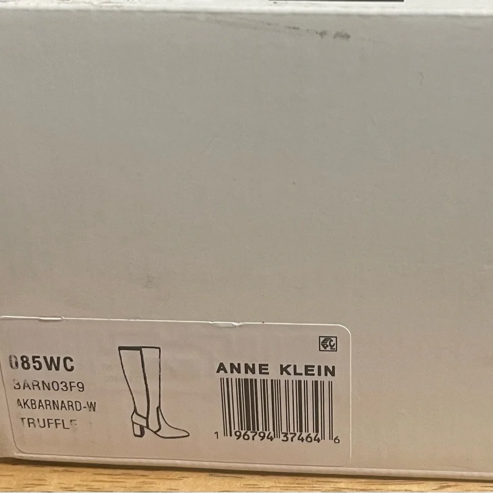 Anne Klein Tan Truffle Knee-High Block Heel Neutral Dress Boots sz 8.5W NIB
